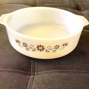 Vintage deep dish with brown flower pattern